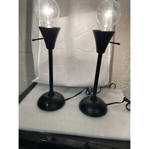 Set of Black Metal Lamps, 13" Tall, Industrial Decor